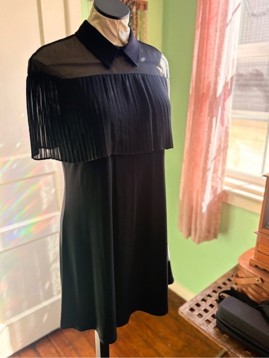 MSK Dresses & Skirts - MSK Black Pleated Cape Midi Dress